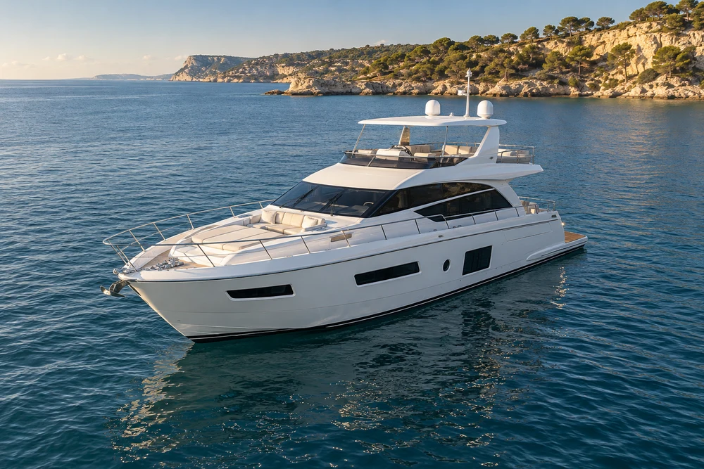 Generated illustration of a motor yacht