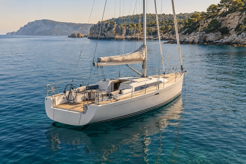 Generated illustration of a sailing yacht